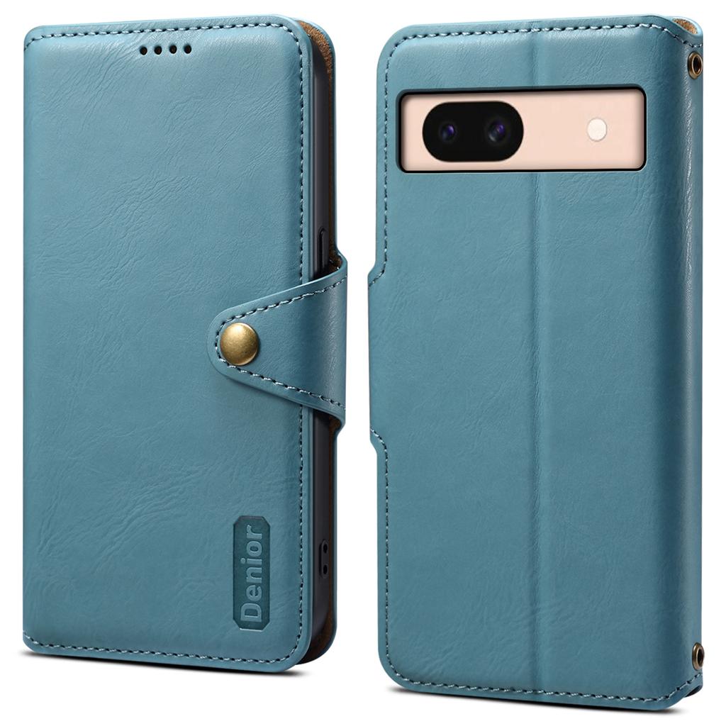 DENIOR For Google Pixel 8a Protective Case Cowhide Texture Leather Phone Cover