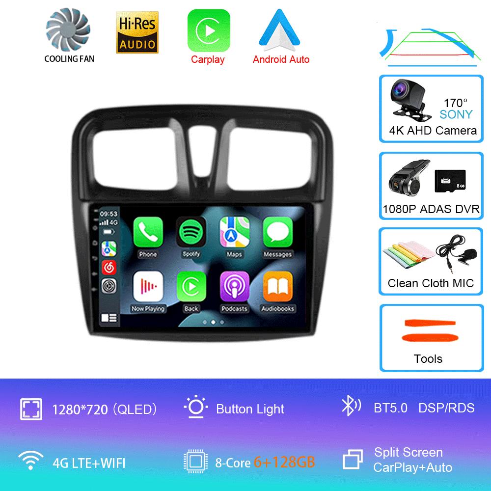 Car Radio Android 14 Carplay For Renault Logan 2 Sandero 2 2012 2013 - 2019 Navigation GPS Multimedia Player wifi+4G BT DSP 2DIN