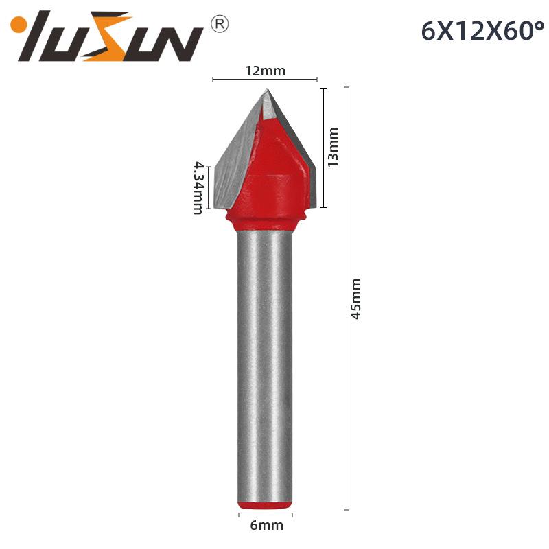 6mm V-Groove Bit Woodworking Cutter - 3D Engraving Knife, V-Shaped, 60/90 Degrees, 6 Patterns