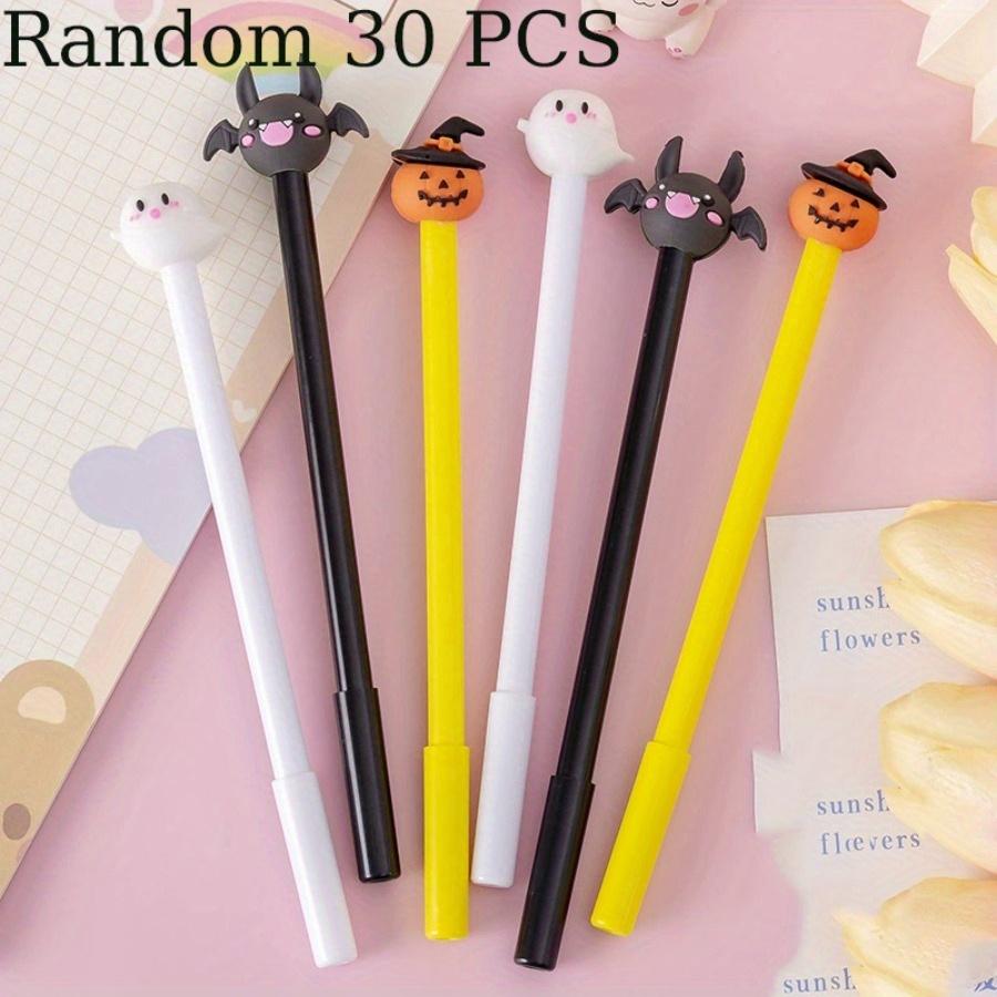 12/ 30 PCS Halloween-Themed Gel Pens 0.5mm Black Various Designs Ghosts Pumpkins Student Essential School Use,Party Gifts,Graduation Back To School