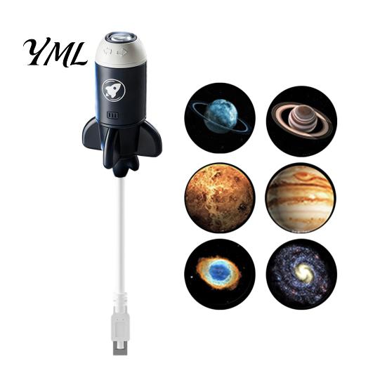 Space Themed Desktop Ornament Holographic Star Projector Lamp, USB Powered, Rocket Shaped, HD Planet Projector, Nebula Shape Night Light with