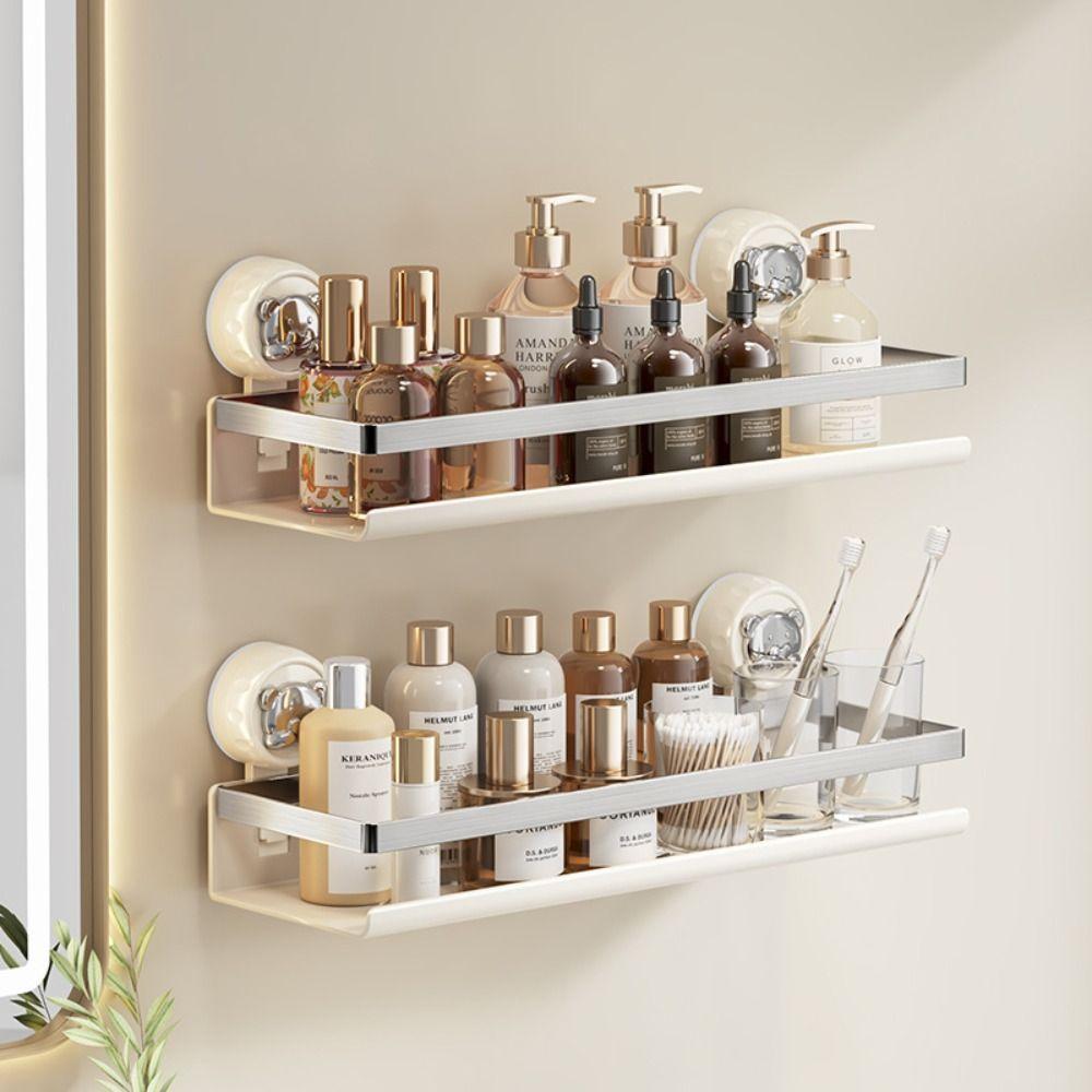 

Wall Mounted Seasoning Organizer Suction Cup Bathroom Shelves Shower Storage Holder Pantry 30cm-style 2
