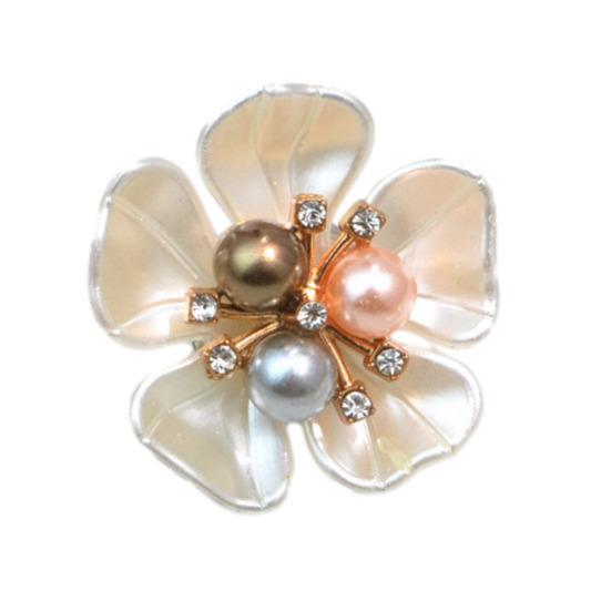 Flower Cufflinks Faux Pearl Rhinestone Flower Button Covers for Women Dress Shirts Crafting DIY Embellishments Gifts