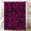 Vibrant Black Pink Bath Shower Curtain Flower Print Decorative Waterproof Home Decor