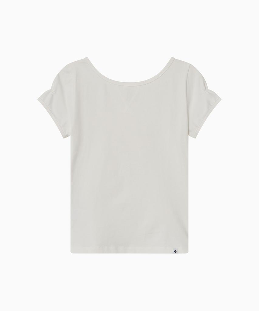 Ohesio Back Button Shirring T-Shirt, Ivory