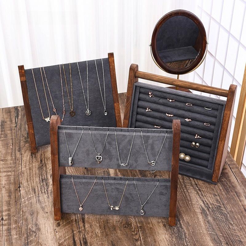 Jewelry Display Stand for Necklace Wooden Jewelry Storage Holder for Pendant Bracelet Display Props Home Shop Counter Shows Rack