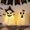 Halloween Home Scenery Accents Ghost Decoration, Indoor Tabletop Standing with Witch Foldable Ornament Hat/Bow for Mantel Dining Table Party Decor