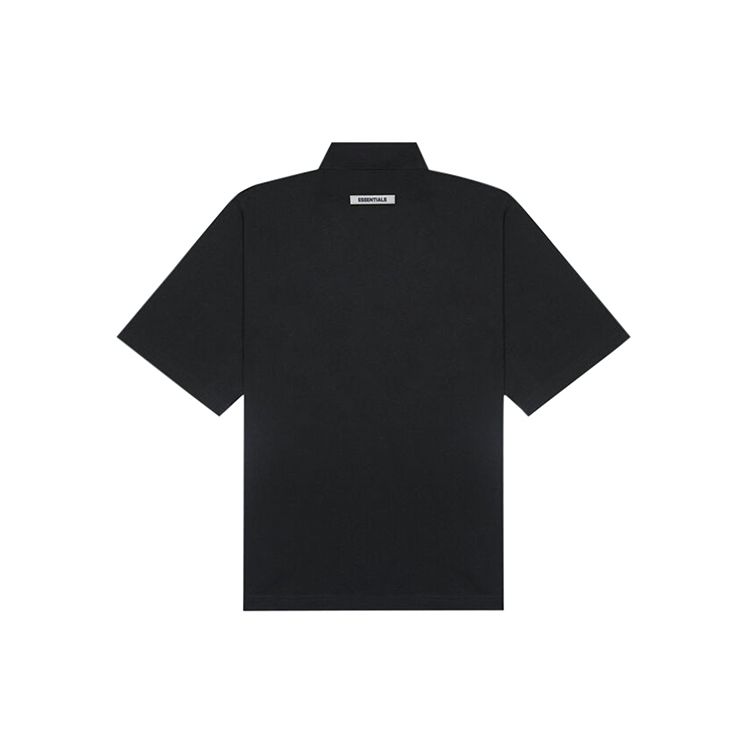 Fear of God Essentials SS20 Reflective Logo Solid Short Sleeve Polo Shirt Unisex Tops Black FOG-SS20-415