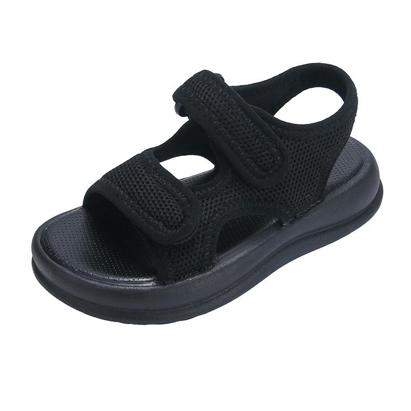 

Легкая модная пляжная обувь, детская обувь, летняя, корейская версия, дышащая, детская обувь, сандалии для мальчиков и девочек, на липучке, нескользящая 36