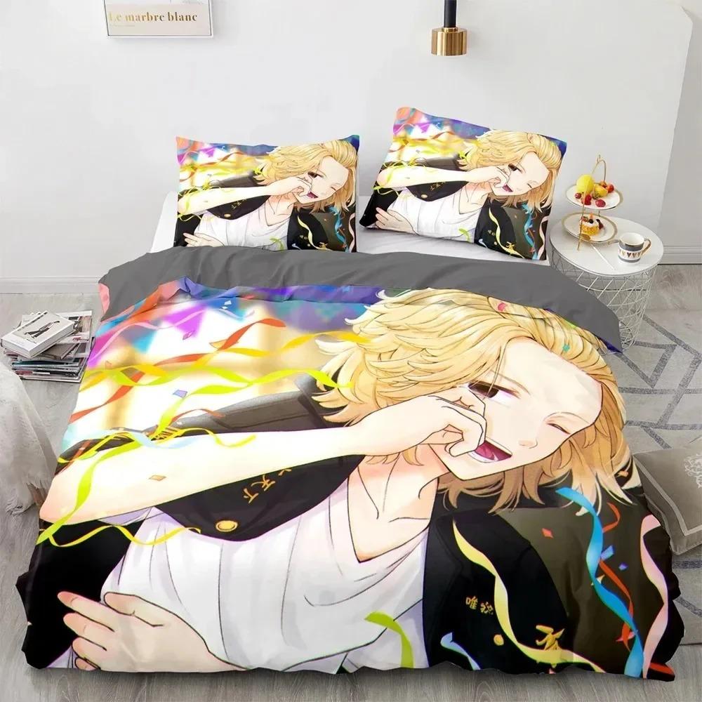 Comforter 3D Printed Anime Tokyo Avengers Manjiro Sano Bedding Set Boys Girls Twin Queen Size Bed Kids Adult