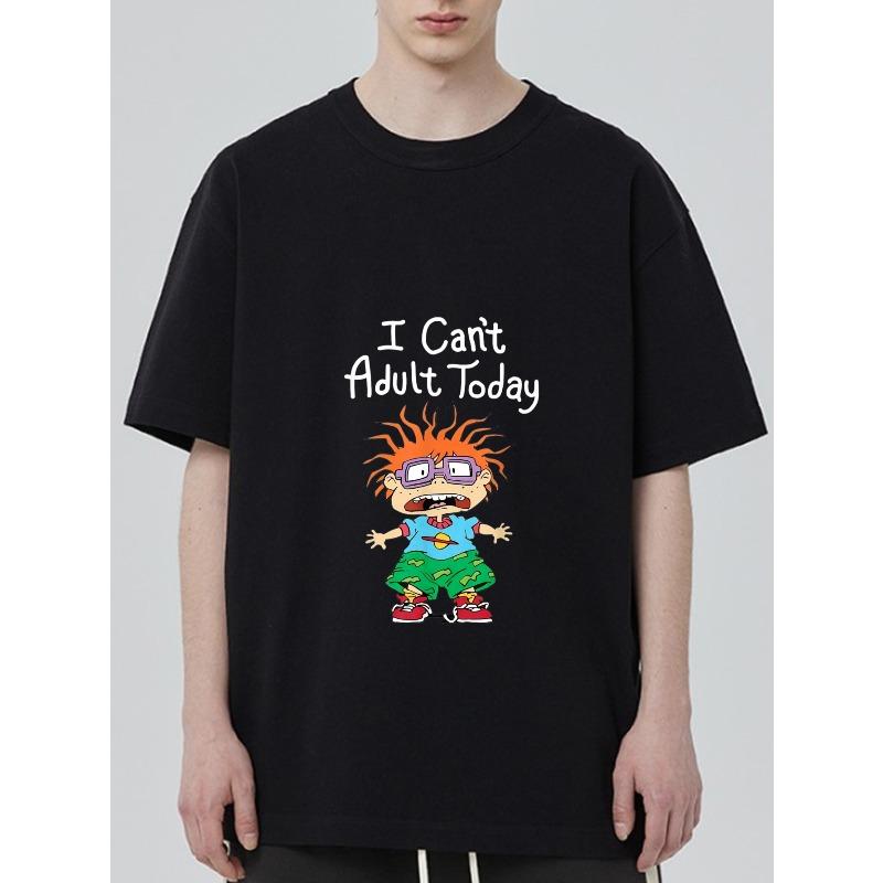 

Black T Shirt I Cant Adult Today Cartoon Character Print for Casual Wear XXXXL чёрный
