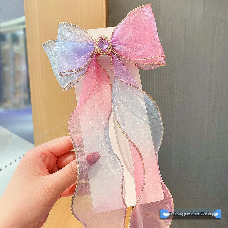 Rainbow Bow Braided Hair Clip for Girls - Cute Hair Accessory with Ribbon Hairpin