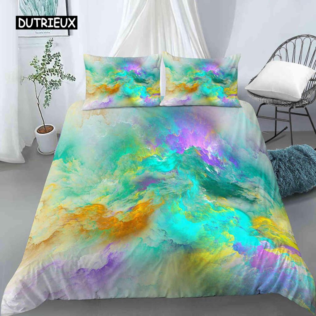 Cloud Duvet Cover Set Microfiber Universe Outer Space Sea of Cloud Mystic Bedding Set Abstract Pattern King Twin Comforter Cover
