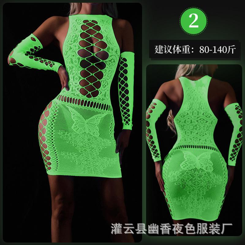 Luminous onesie fluorescent tube top onesie full body socks nightclub net socks large size luminous socks
