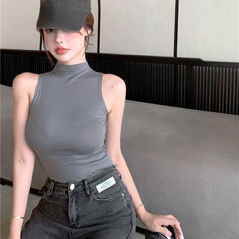 Sexy tílko Solid Halter Crop Tops Ženy Léto Camis Rolák Košilka Móda Ležérní Trubice Dámská Ustřižená vesta bez rukávů