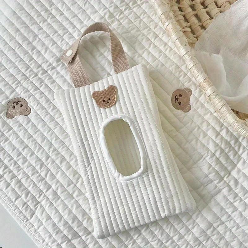 Cartoon Cute Bear Tissue Box Travel Car Portable Handheld Storage Bag Towel Cover Hanging Bag For Cart Accessories
