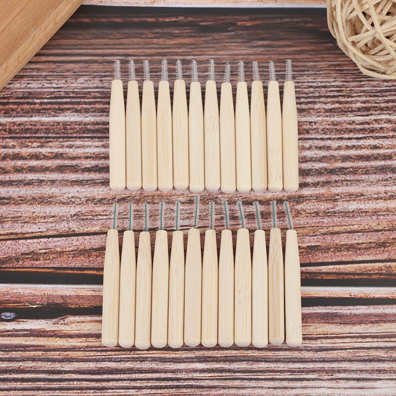 30Pcs Bamboo Interdental Brushes Dental Floss Cleaners Teeth Brush Toothpick