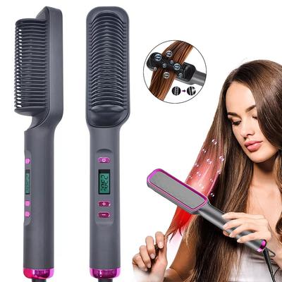 Elektrický horký hřeben Multifunkční žehlička na rovné vlasy Hřeben s negativními ionty Stylingový nástroj proti opaření Kartáč na rovnání vlasů