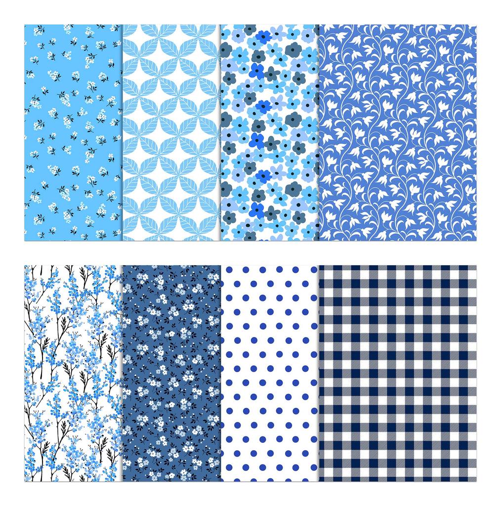 Soimoi 8 Pc Fat Quarter Bundle,  Basic Collection Of Floral & Geometrics  Print 18"x 22"  DIY Patchwork-  100  Cotton  Pre-Cut Quilting Fabric White &