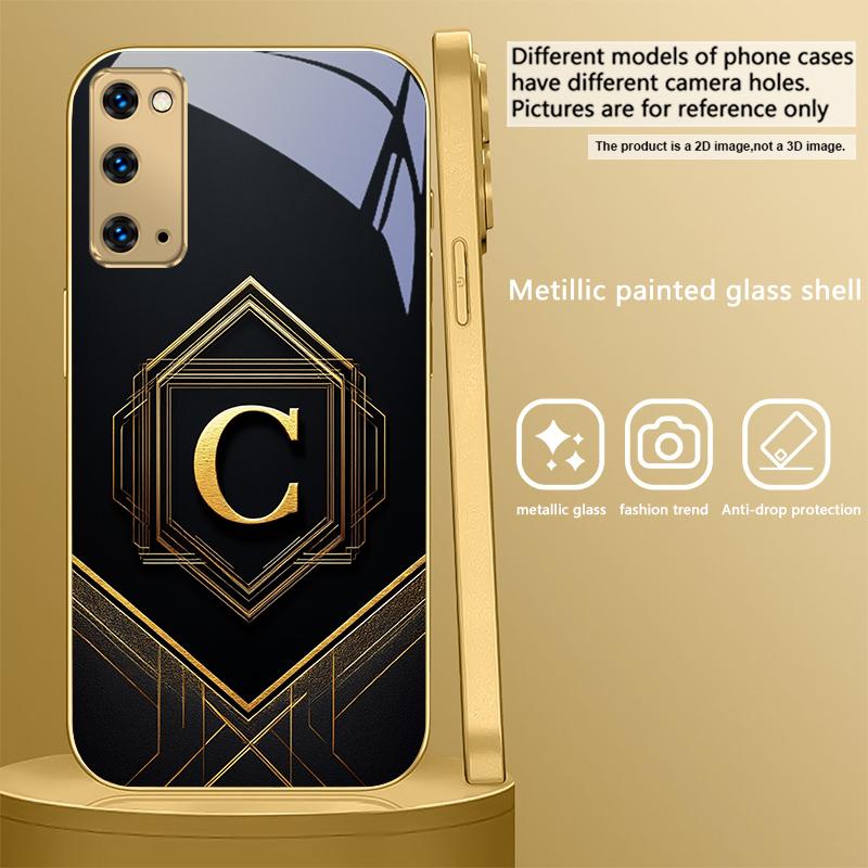 

Великолепная буква золотая R Для Samsung Galaxy S26 S20 FE S21 S22 S23 Plus S24 Ultra S25Ultra S21+ S22Plus Золотой стеклянный чехол для телефона Galaxy S26