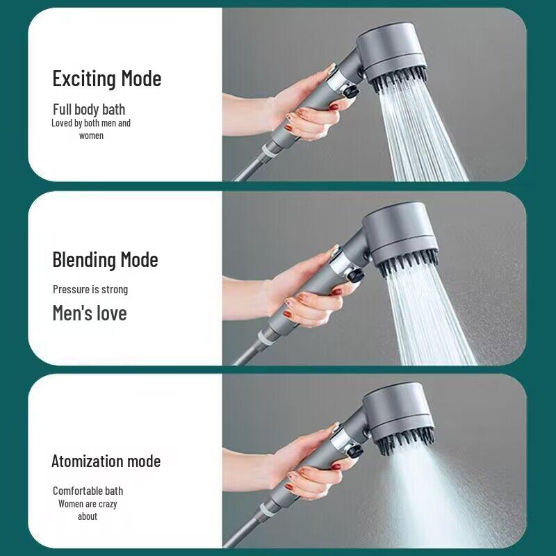 Powerful Pressure-Boosting Shower Head with Filter Set