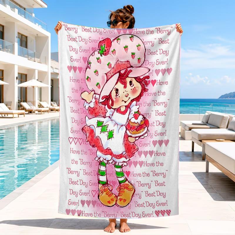 Strawberry Hat And Cat Beach Towel, Microfiber Beach Towel, Perfect For Pool, Beach, Travel, Home Decor Beach Party Fan Gifts