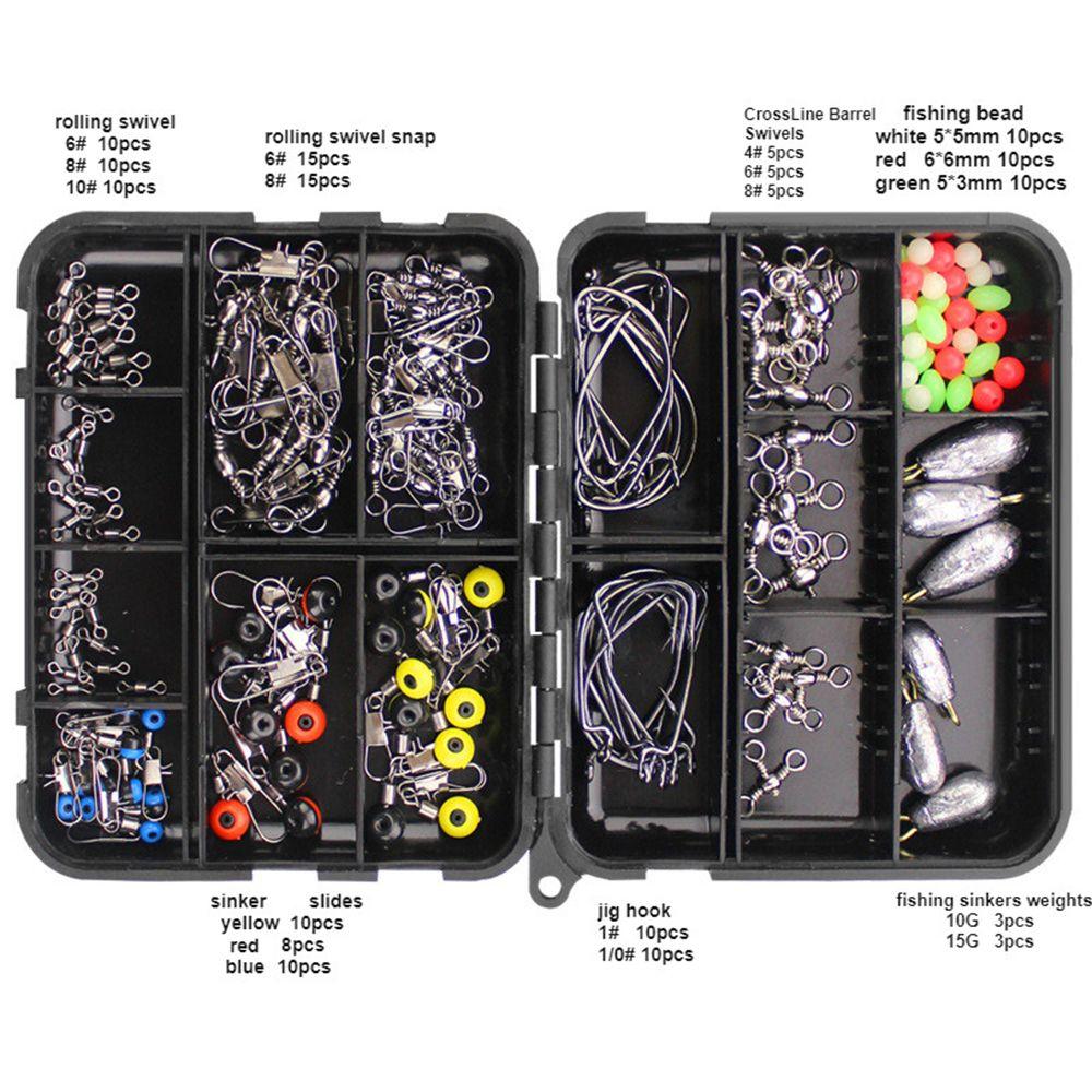 Snaps Outdoor Hooks Sinker Swivels Bead Fishing Tackle Boxes Tackle 160pcs Kit Fishing Tool
