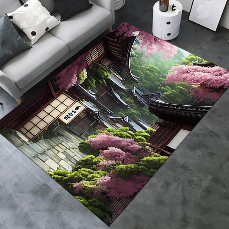 Charming Japanese Garden Chair Mat Office Carpet, Oversized Rug for Home Decor, Sofa Mat, Gift Idea for Any Room