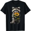 Raccoon Holding Sunflower Cute Flower Mothers Day T-Shirt