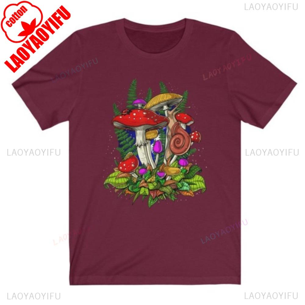 T-shirt Champignon Magique Nature Nouveauté Graphique Cadeau Tee Style Harajuku Y2K Hommes Femmes Mode Décontracté Col Rond Coton Manches Courtes