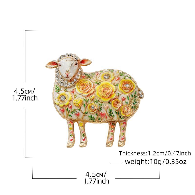 Fåre Mode Broche 4 Farver Rhinsten Blomstret Design Gedens År Mindesmærke Reversnål til Forretningsanledninger