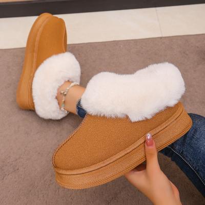 Thick Soled Warm Furry Snow Boots for Women In Winter with Thick and Warm Fur Integrated for Comfortable Outdoor Wear and Casual Cotton Shoes
