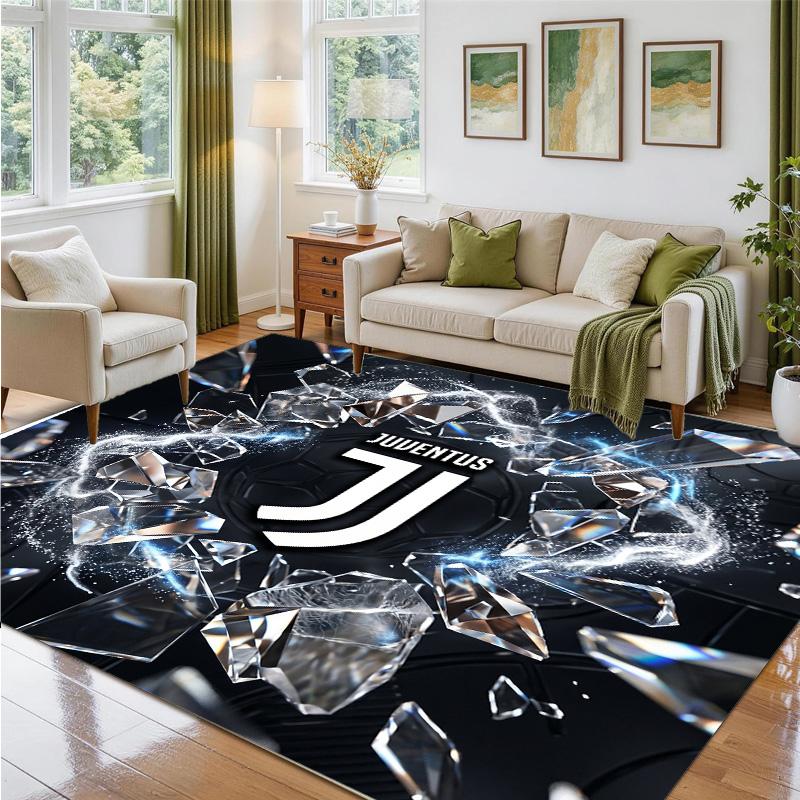 Juventus FC Design Crystal Velvet Rug Soft Decorative Mat for Bedroom Entrance