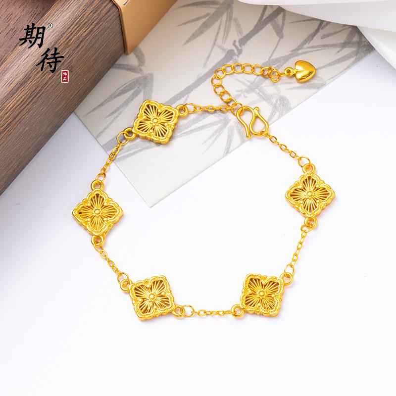 Luxury 24K 9999 Pure Gold Real Gold Women s Hollow-out Buccinati Bracelet