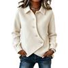 Women's collared button-down design solid-colored wool coat top