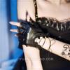 Black Pu lace half-finger gloves
