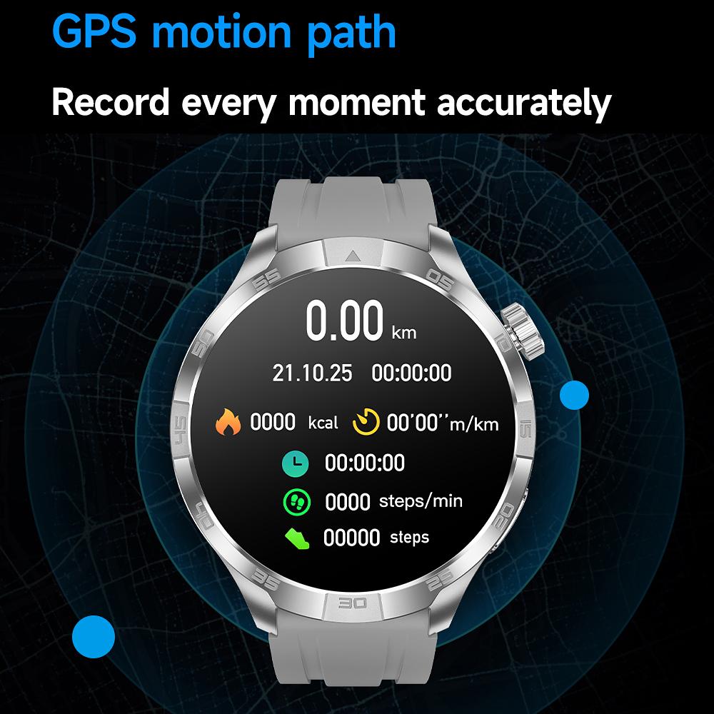 New Business Smart Watch Men 1.85" Ultra HD Bluetooth Call 410 mAh Blood Pressure Blood Oxygen GPS Track Compass NFC SmartWatch