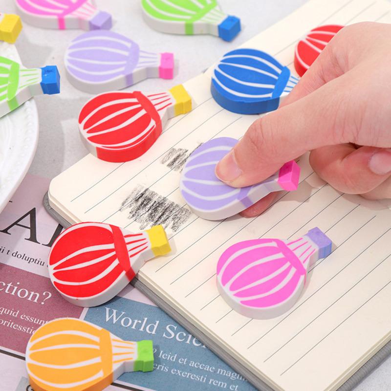 6 Pieces Cute Kawaii Hot Air Balloon Rubber Eraser For Kids Novelty Stationery Office School Supplies