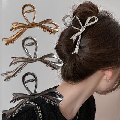 Neue Metall Schleife Haarspangen Vintage Band Haarspangen Krabbe Kopfschmuck Haarnadeln Hai Pferdeschwanz Für Frauen Haarschmuck Haarspangen