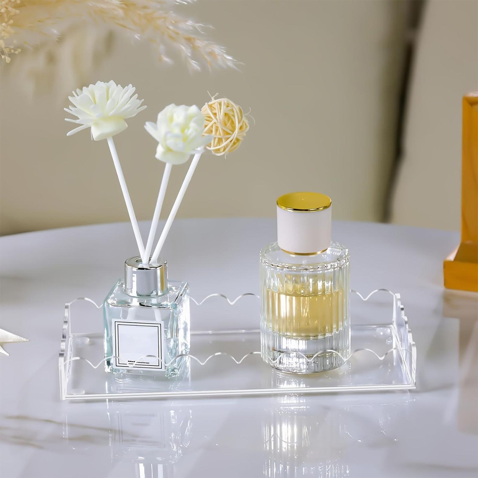 

Acrylic Trays For Display Scalloped Display Holder Organizer Clear Organizer Tray For Counter Desk Dresser Sink Cabinet Shelf CHINA