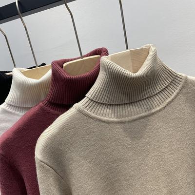 Stylish High-neck Fleece-lined Thick Sweater, Unisex, New ,winter , Warm Knitted Base Layer.
