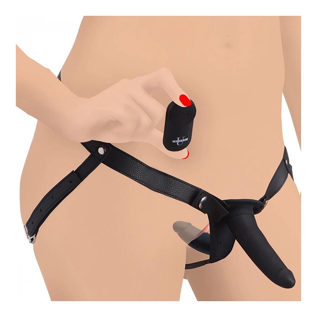 XR Brands Vibrating Double Dildo + Harness