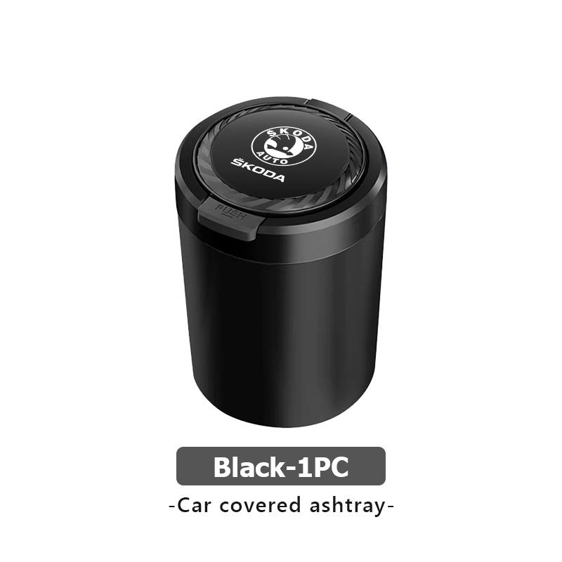 AAFO1 Car Emblem LED Ashtray Portable Smoke Ashes Holder Auto Interior Accessories For Skoda Kodiaq Fabia Kamiq Karoq Octavia 2 3