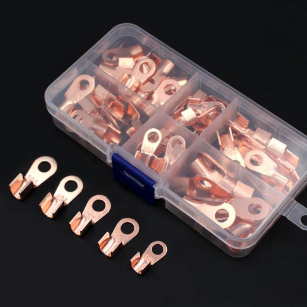 OT Type Wire Terminal Solid Copper Red Copper Crimp Terminals Bare Nose Lugs Round Lug Open Mouth Cable Crimping Application