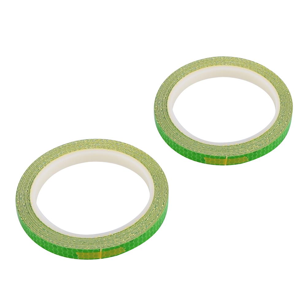 2 Rulo Bisiklet Bisiklet Yansıtıcı Çıkartmalar Güvenlik Jant Çıkartması Şerit Bant (Yeşil)