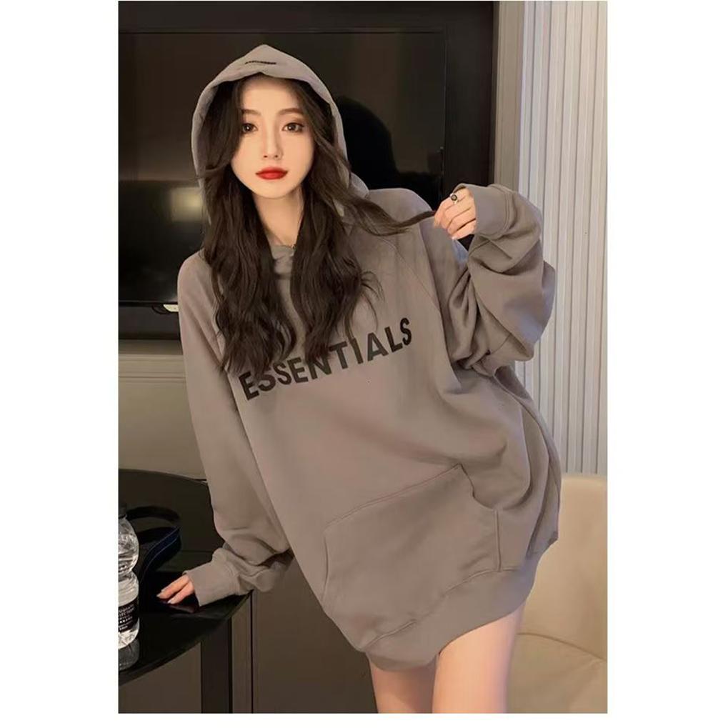 Essentials 2025 Fortykket hettegenser Streetwear Silikonlogo Casual Løs Oversized Sportsskjorte Topp Genser for Menn/kvinner