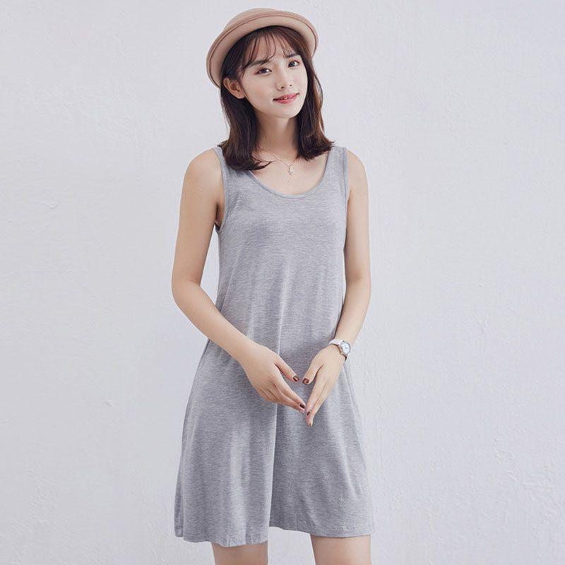 Elegant Women Long Cami Stretch Tank Top Sleeveless T Shirt Bodycon Tunic Mini Dress
