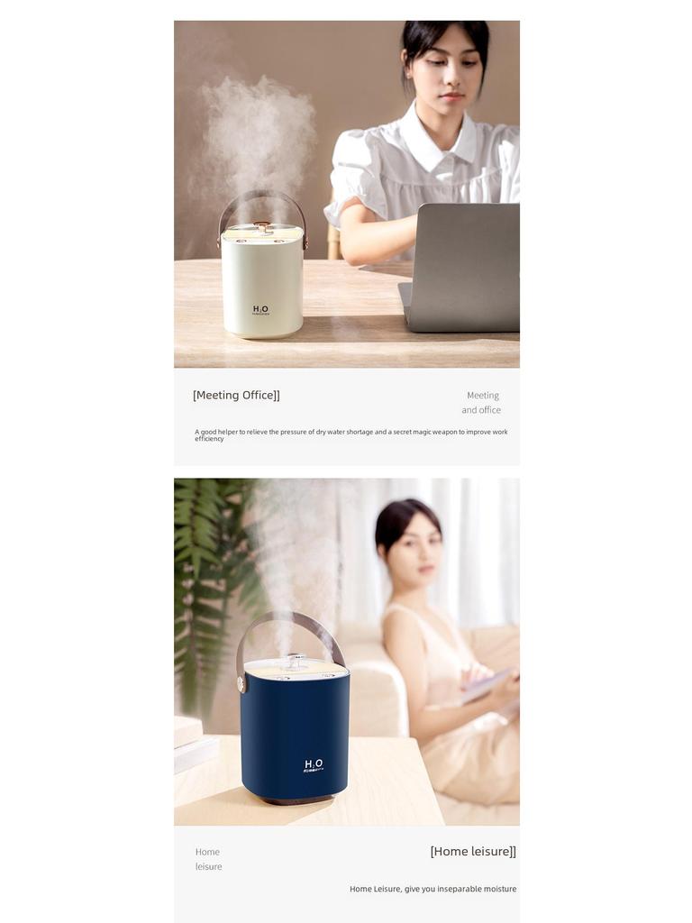 Portable Silent Humidifier: Dual Spray, High Mist Output for Home and Office