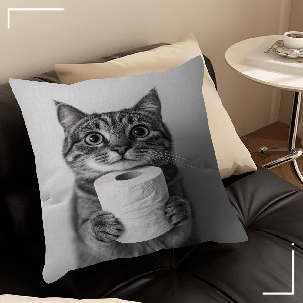 Black And White Cute Animal And Toilet Pillow Gift Home Office Decoration Pillow Bedroom Sofa Car Cushion CoverPillow Case