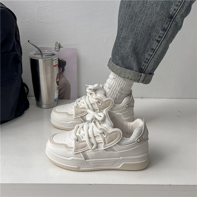 

Модная платформа-маффин, обувь на доске для интернет-знаменитостей, женская, осень 2025, новый круглый носок, шнуровка, повседневная белая обувь, спортивная обувь 35 хаки